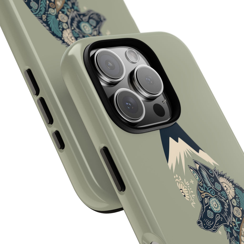 Mountain Wolf Phone Case — Paisley Wolf Silhouette Protective iPhone Cover