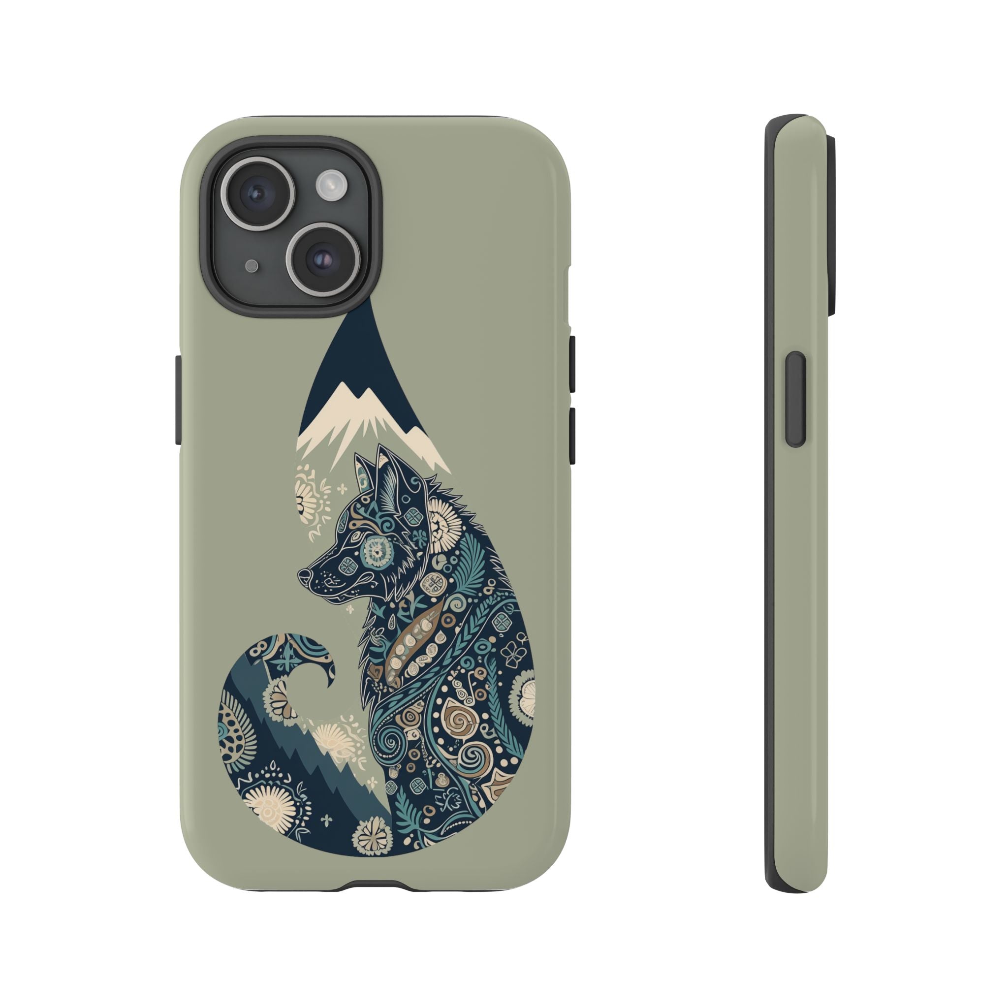 Mountain Wolf Phone Case — Paisley Wolf Silhouette Protective iPhone Cover