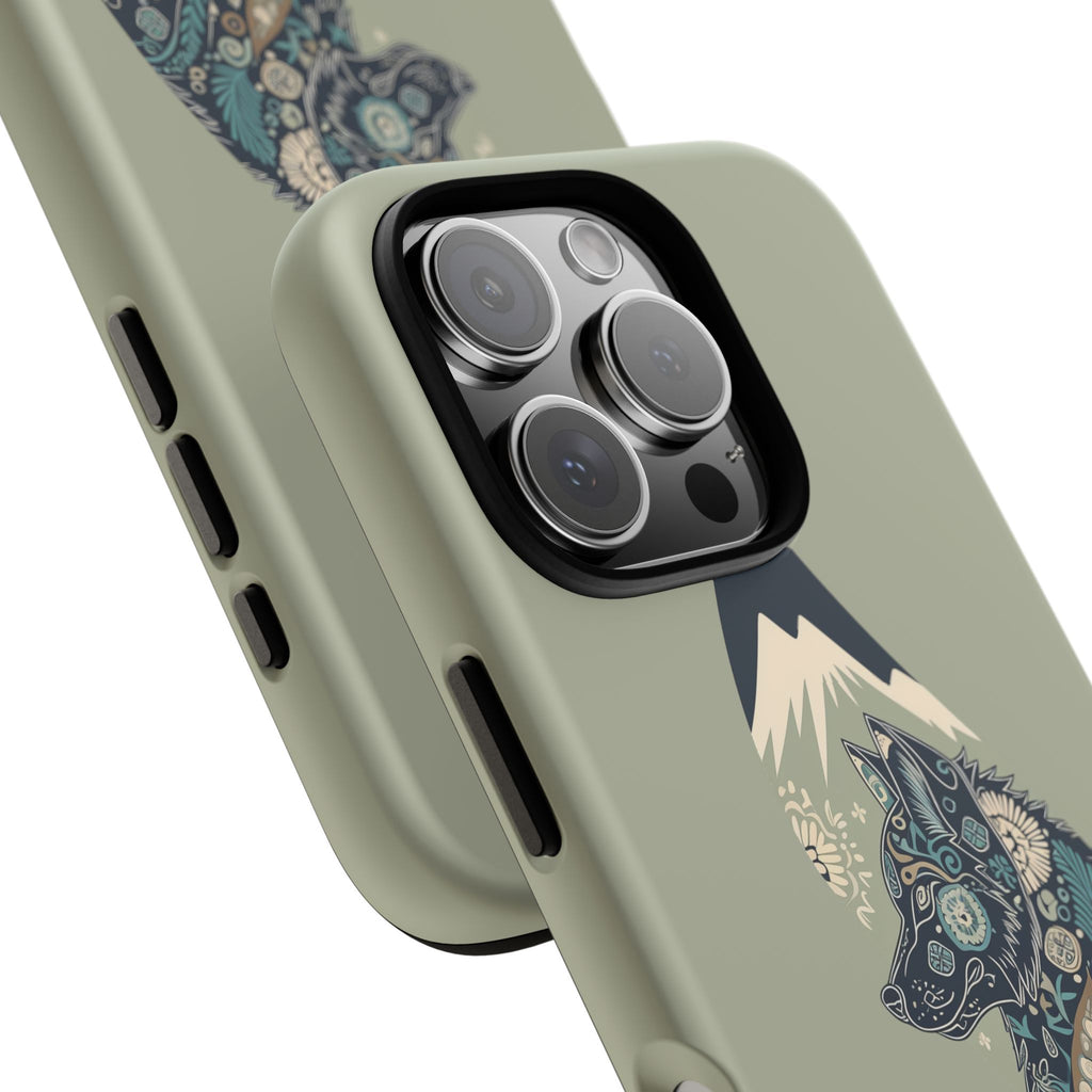 Mountain Wolf Phone Case — Paisley Wolf Silhouette Protective iPhone Cover