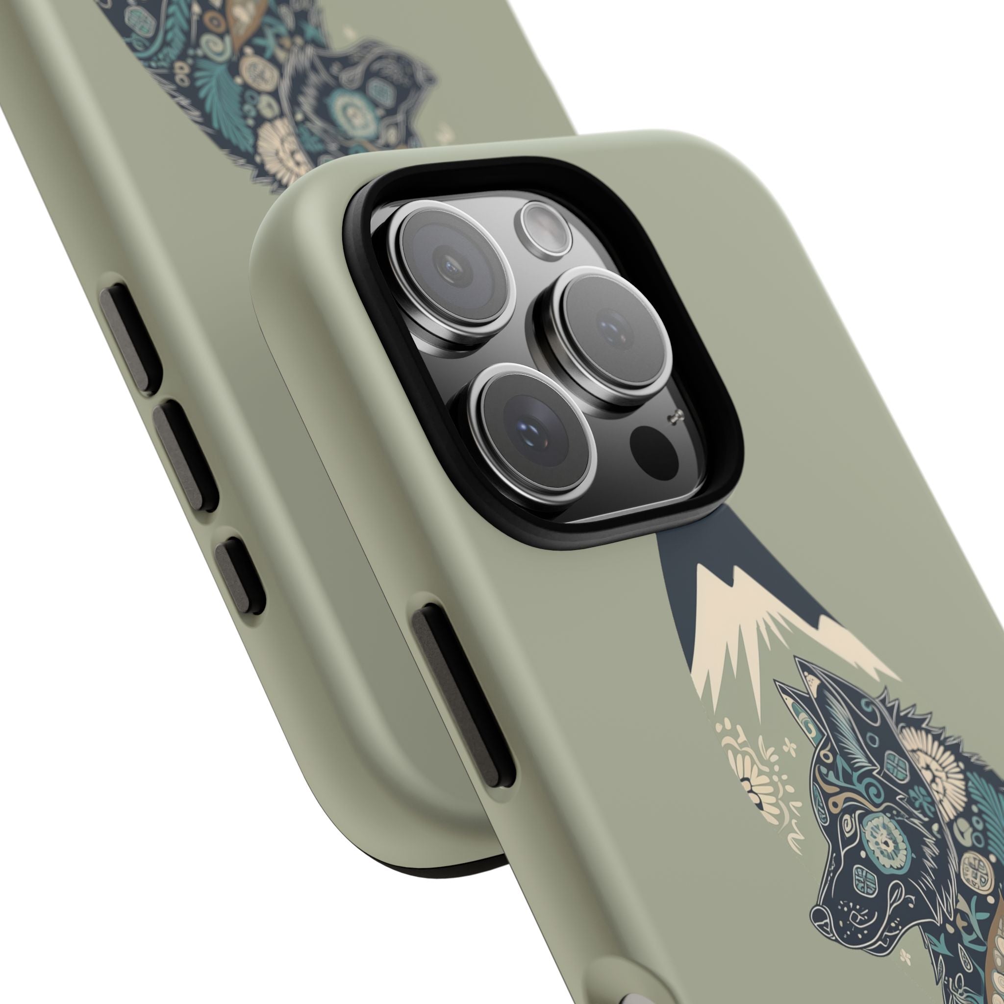 Mountain Wolf Phone Case — Paisley Wolf Silhouette Protective iPhone Cover