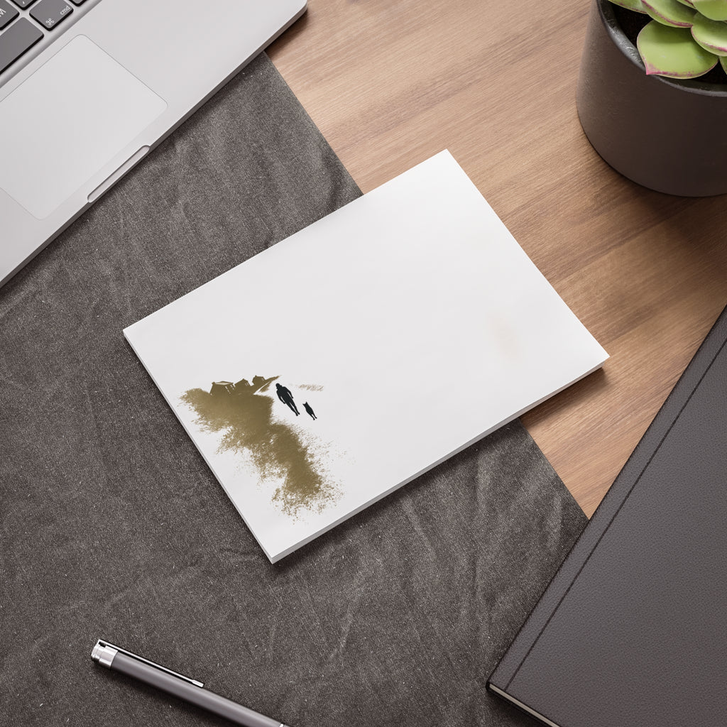 Whiskers Post-it Note Pad — Minimal Coastal Walk Design (Man & Cat)
