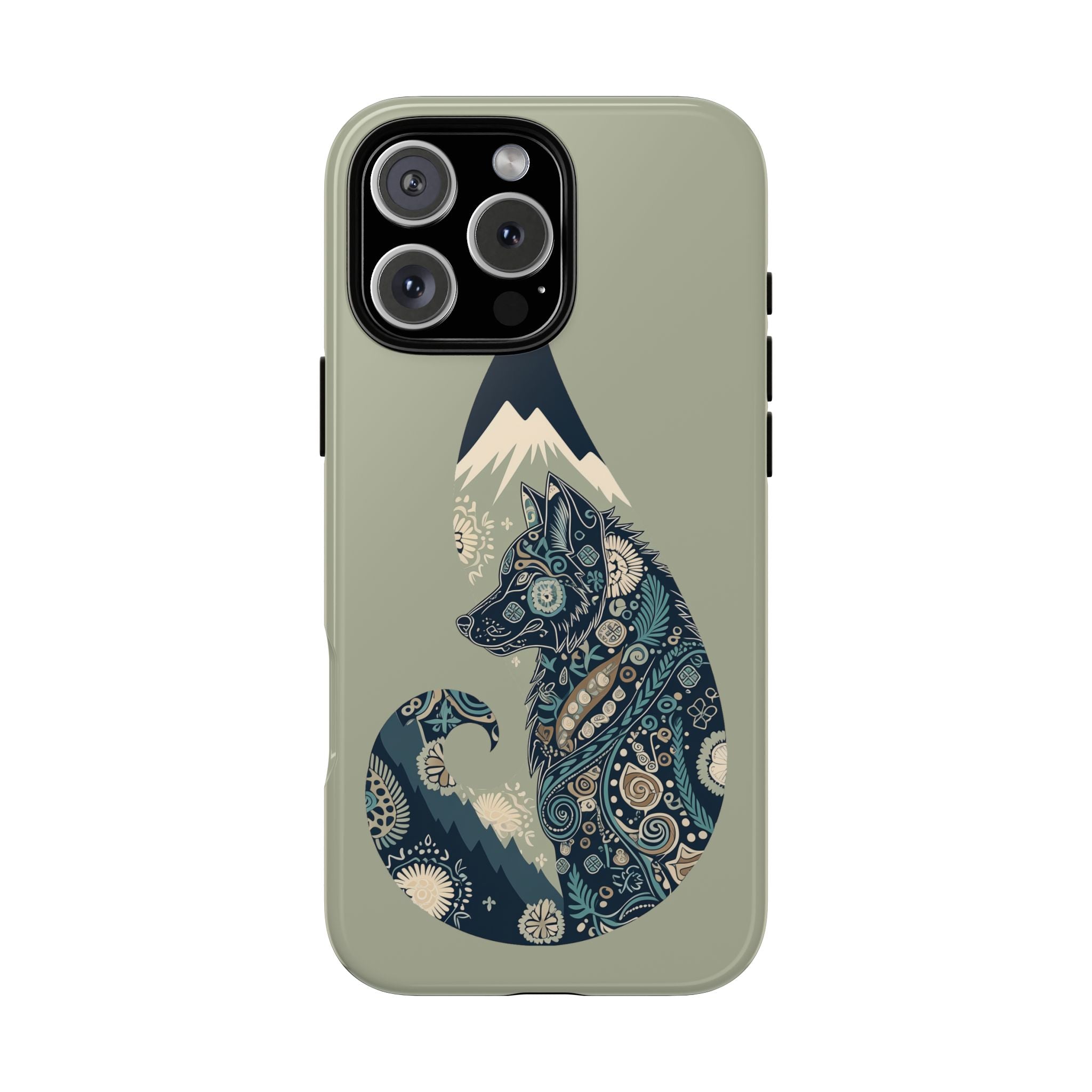 Mountain Wolf Phone Case — Paisley Wolf Silhouette Protective iPhone Cover