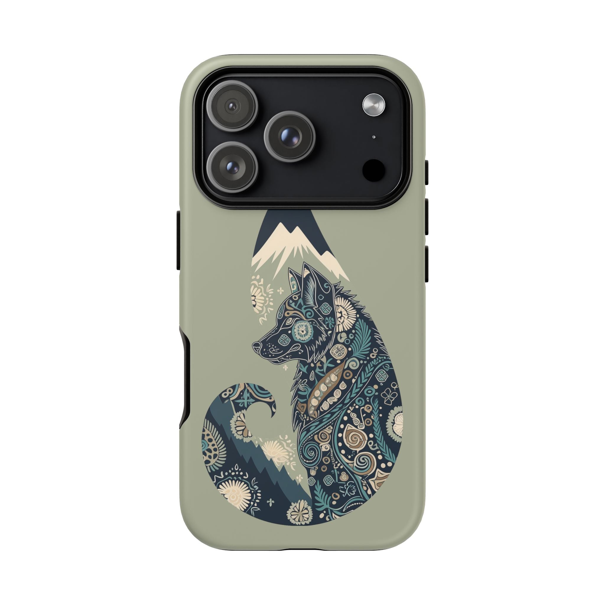 Mountain Wolf Phone Case — Paisley Wolf Silhouette Protective iPhone Cover