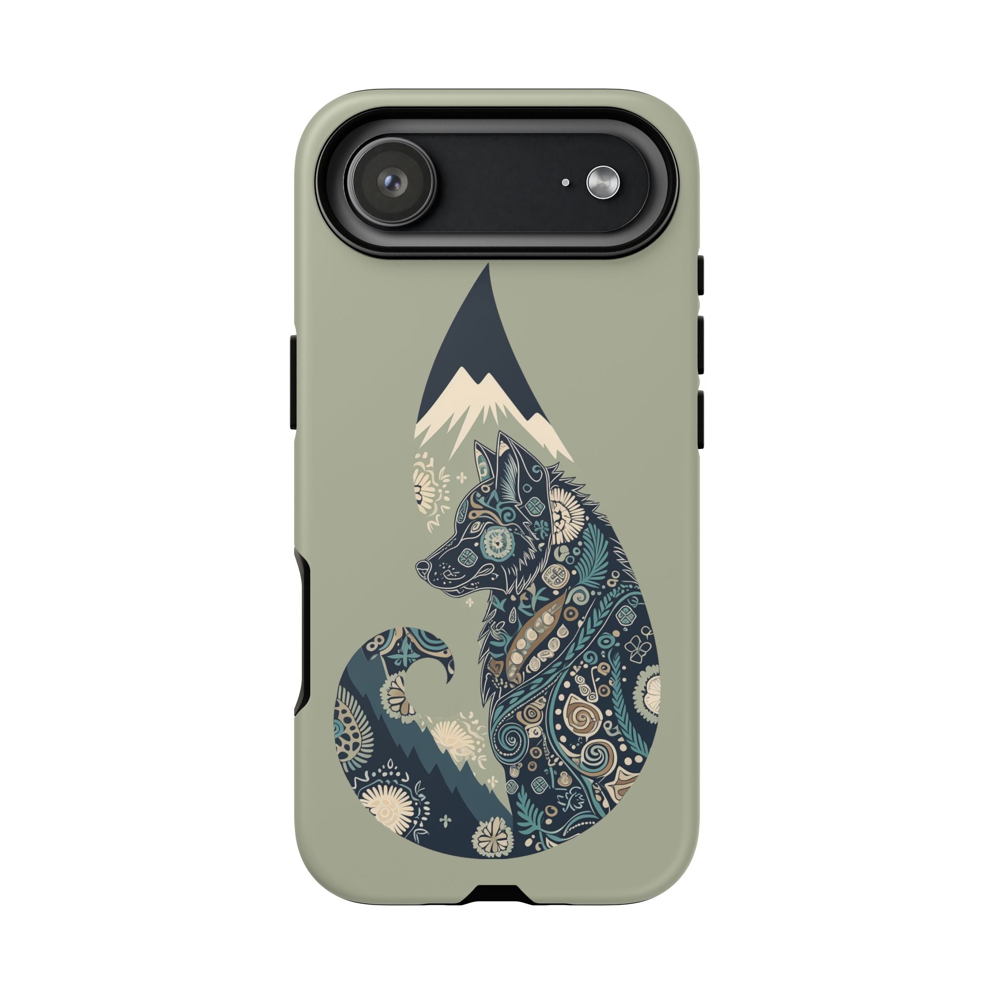 Mountain Wolf Phone Case — Paisley Wolf Silhouette Protective iPhone Cover