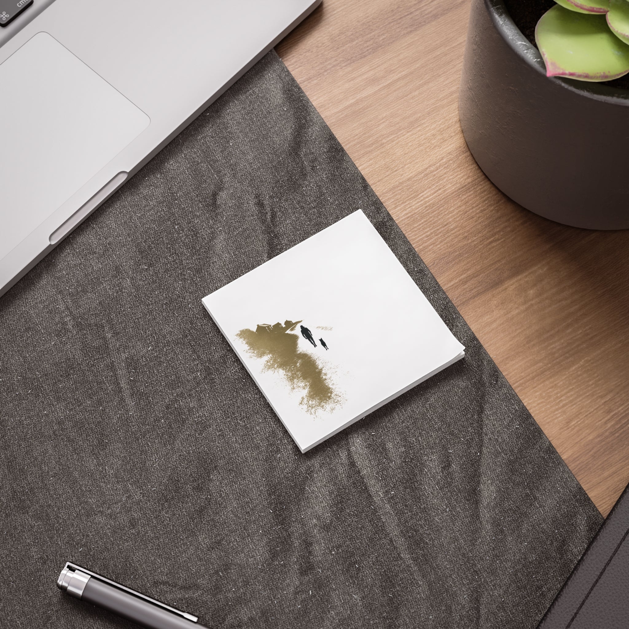 Whiskers Post-it Note Pad — Minimal Coastal Walk Design (Man & Cat)