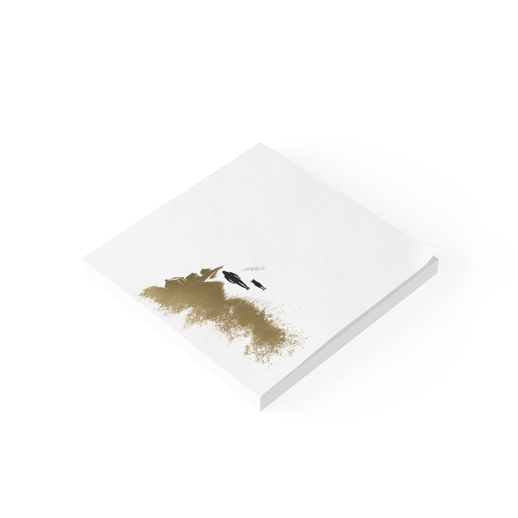 Whiskers Post-it Note Pad — Minimal Coastal Walk Design (Man & Cat)