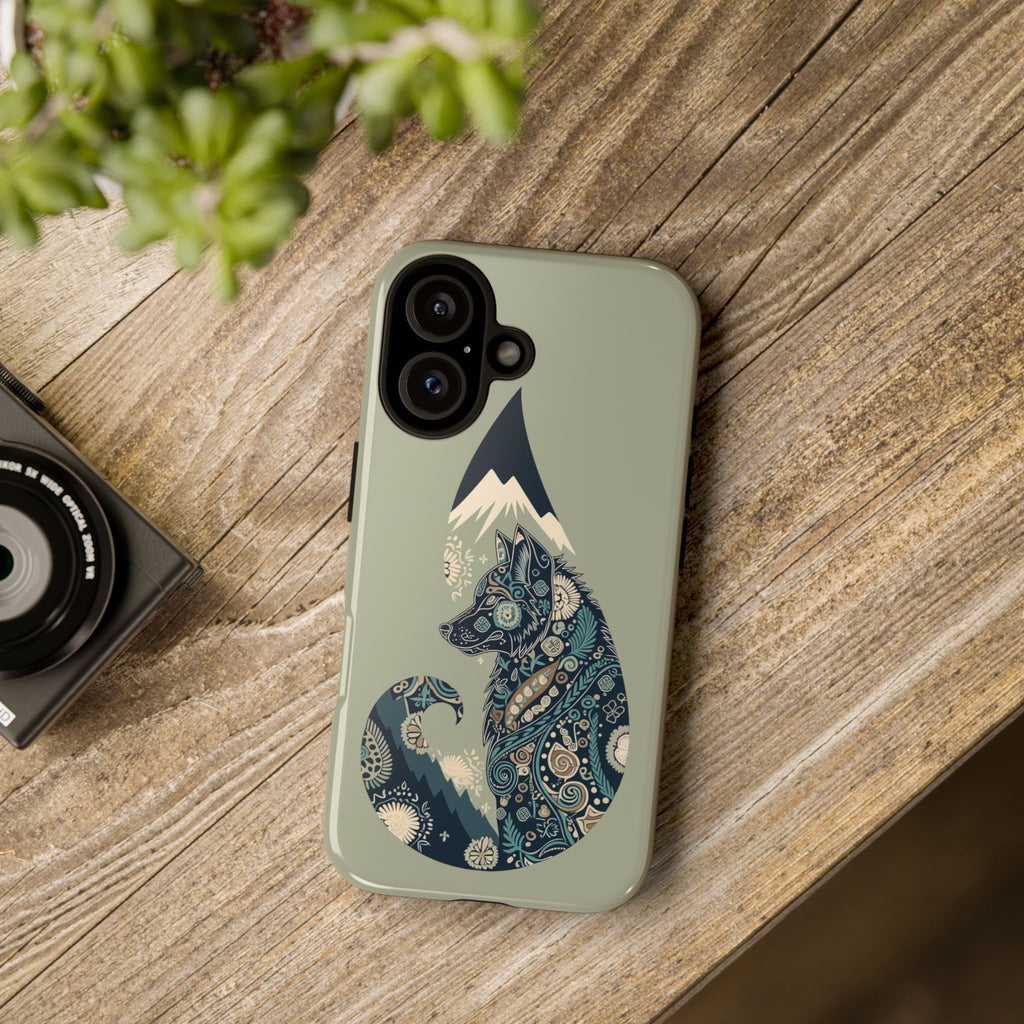 Mountain Wolf Phone Case — Paisley Wolf Silhouette Protective iPhone Cover