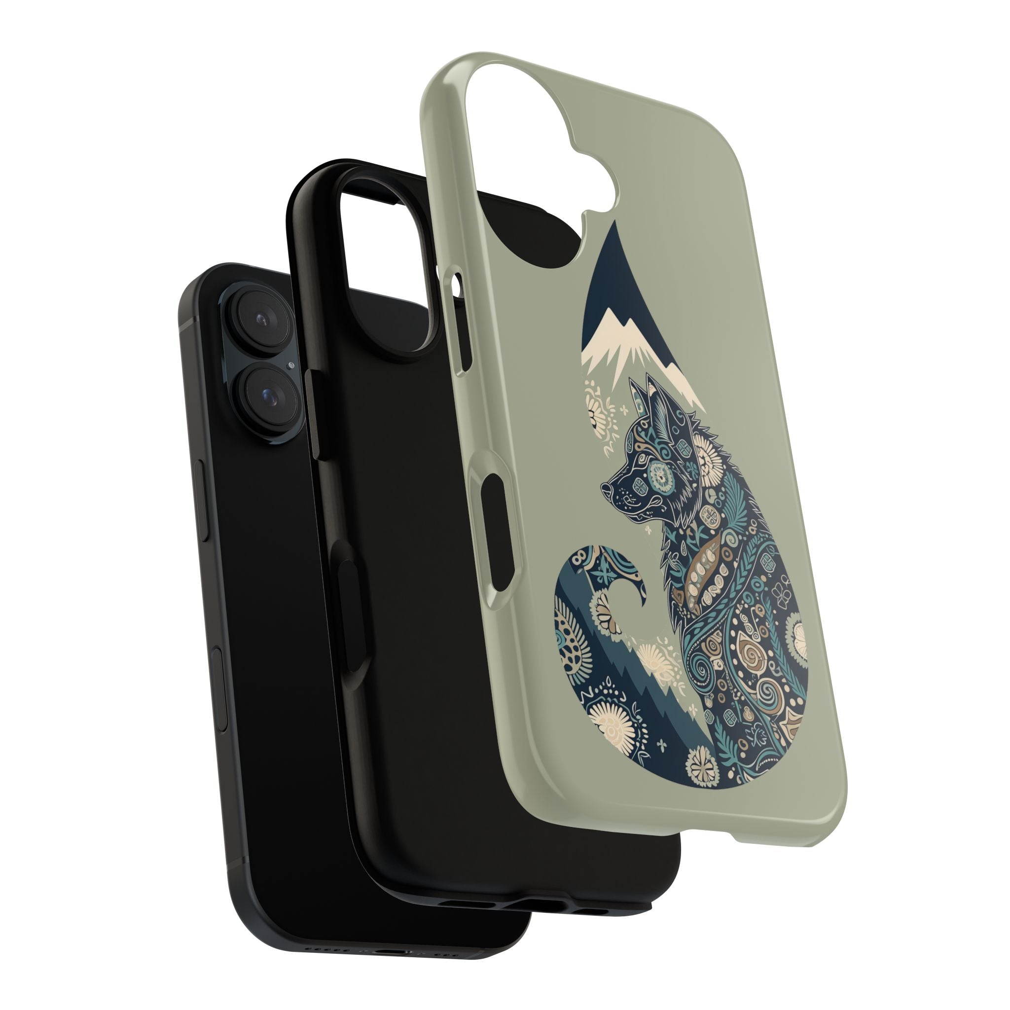 Mountain Wolf Phone Case — Paisley Wolf Silhouette Protective iPhone Cover