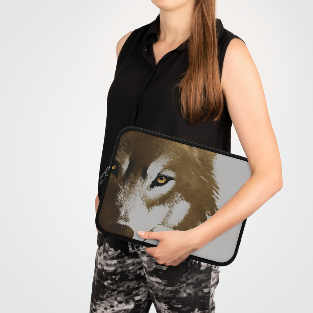 Wolf Portrait Laptop Sleeve — Minimalist Wildlife Laptop Case