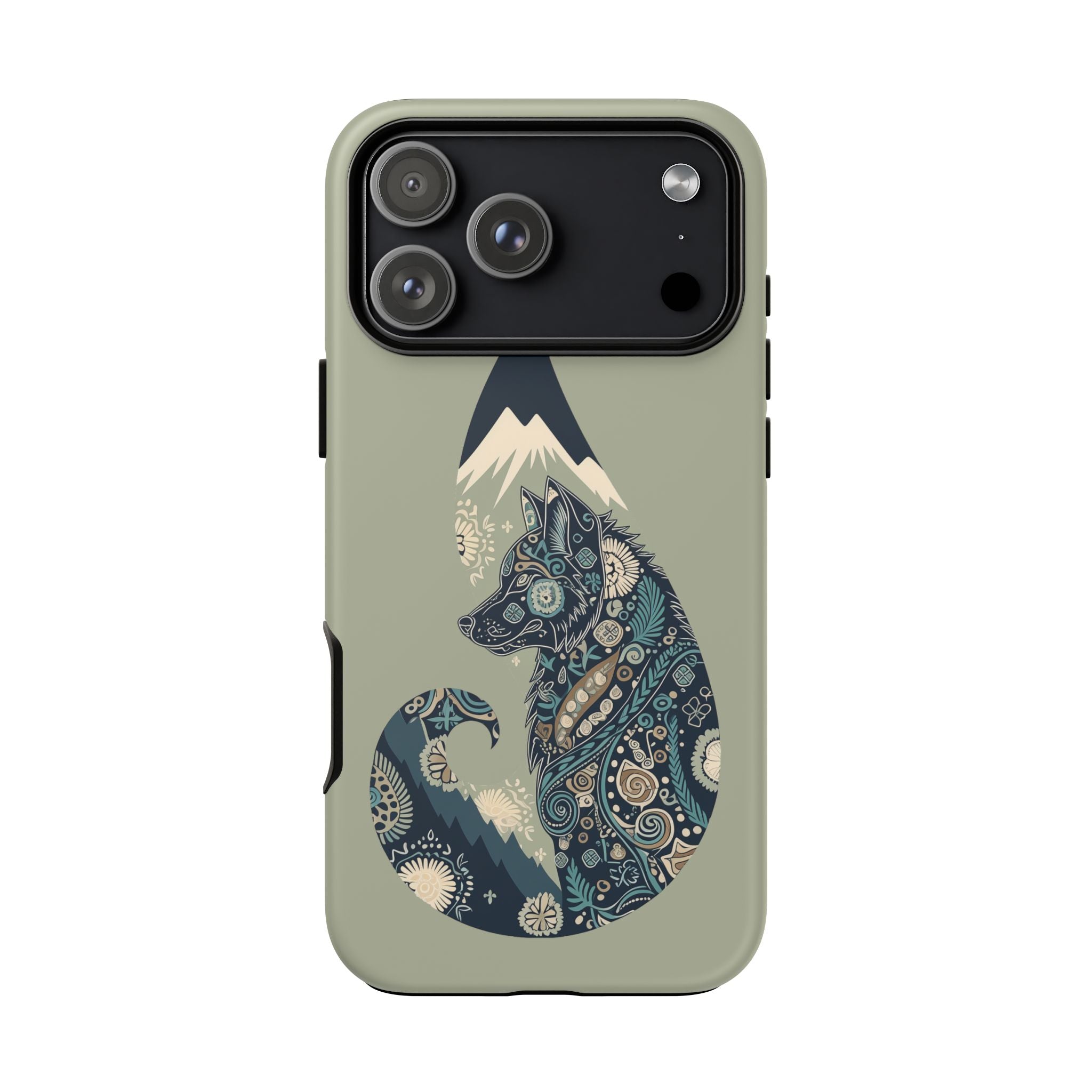 Mountain Wolf Phone Case — Paisley Wolf Silhouette Protective iPhone Cover