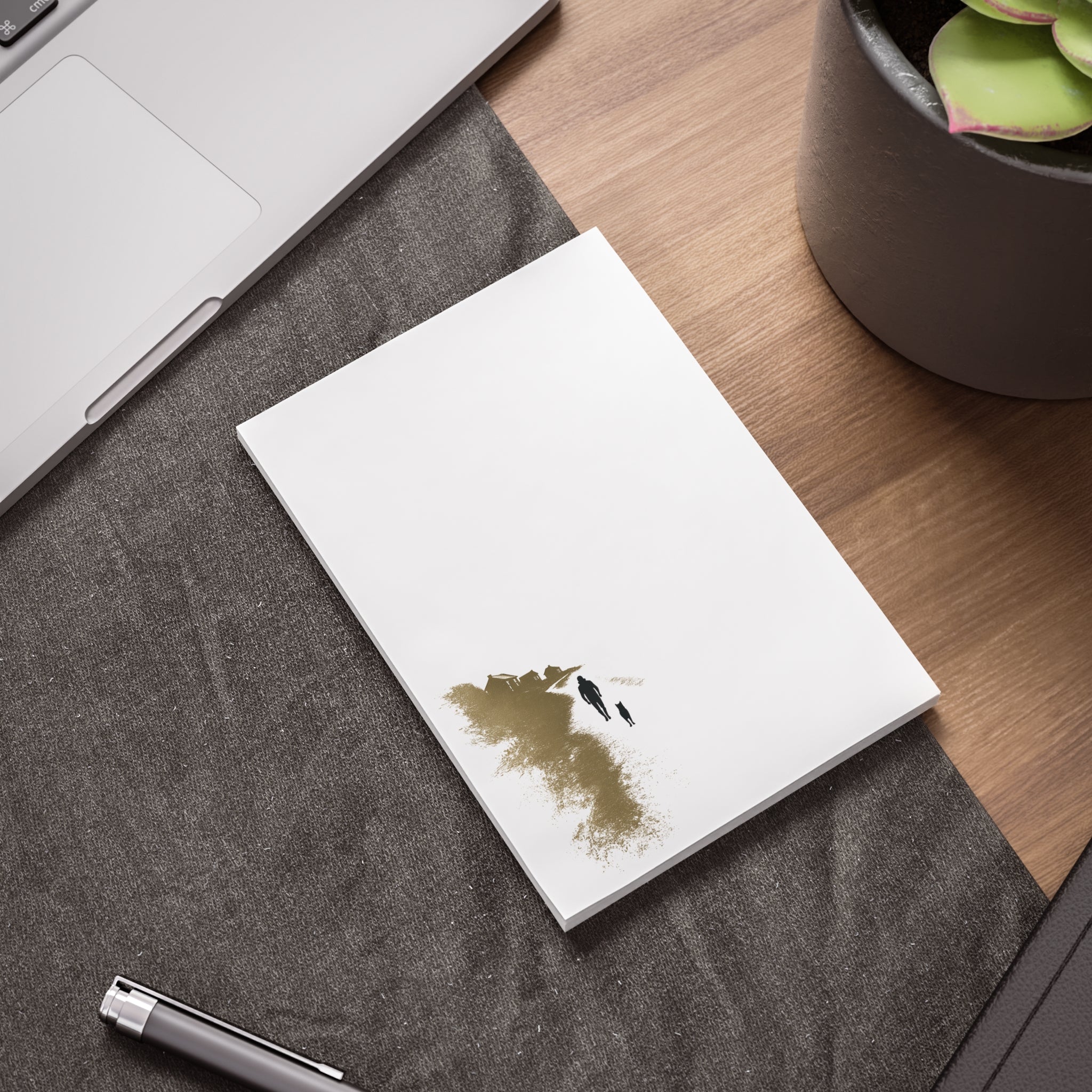Whiskers Post-it Note Pad — Minimal Coastal Walk Design (Man & Cat)