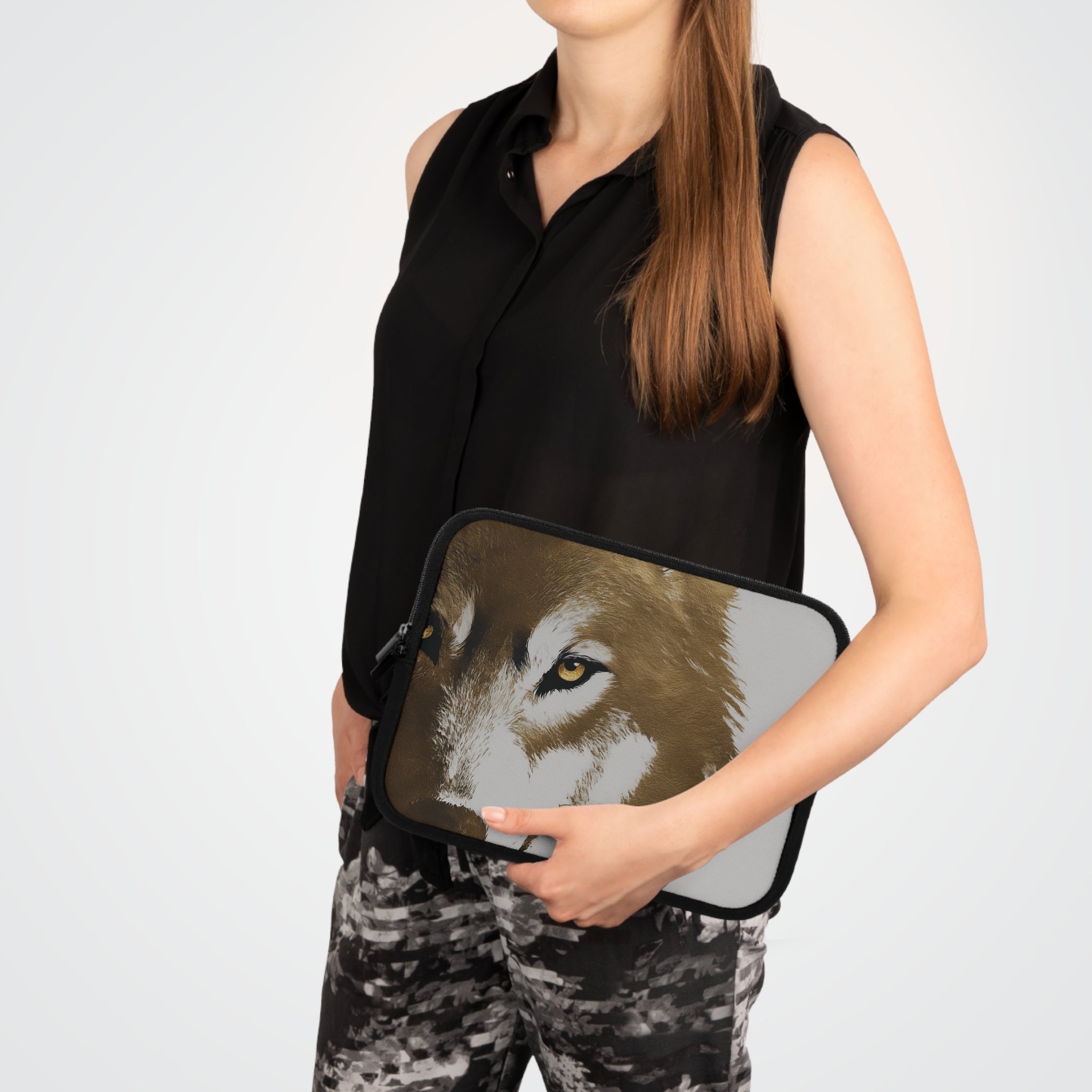 Wolf Portrait Laptop Sleeve — Minimalist Wildlife Laptop Case