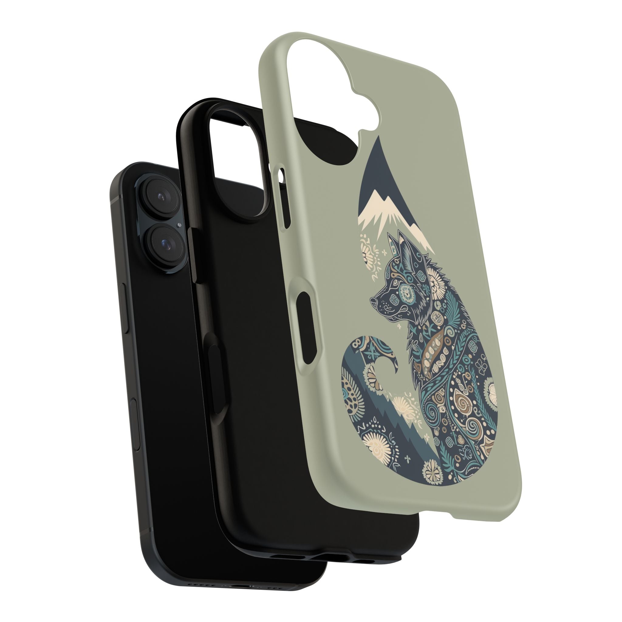 Mountain Wolf Phone Case — Paisley Wolf Silhouette Protective iPhone Cover
