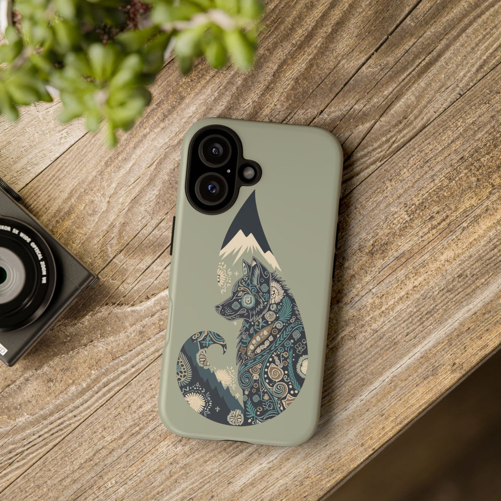 Mountain Wolf Phone Case — Paisley Wolf Silhouette Protective iPhone Cover