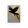 Raven Flight Hardback Journal — Gold Ink Raven Notebook for Writing & Sketching