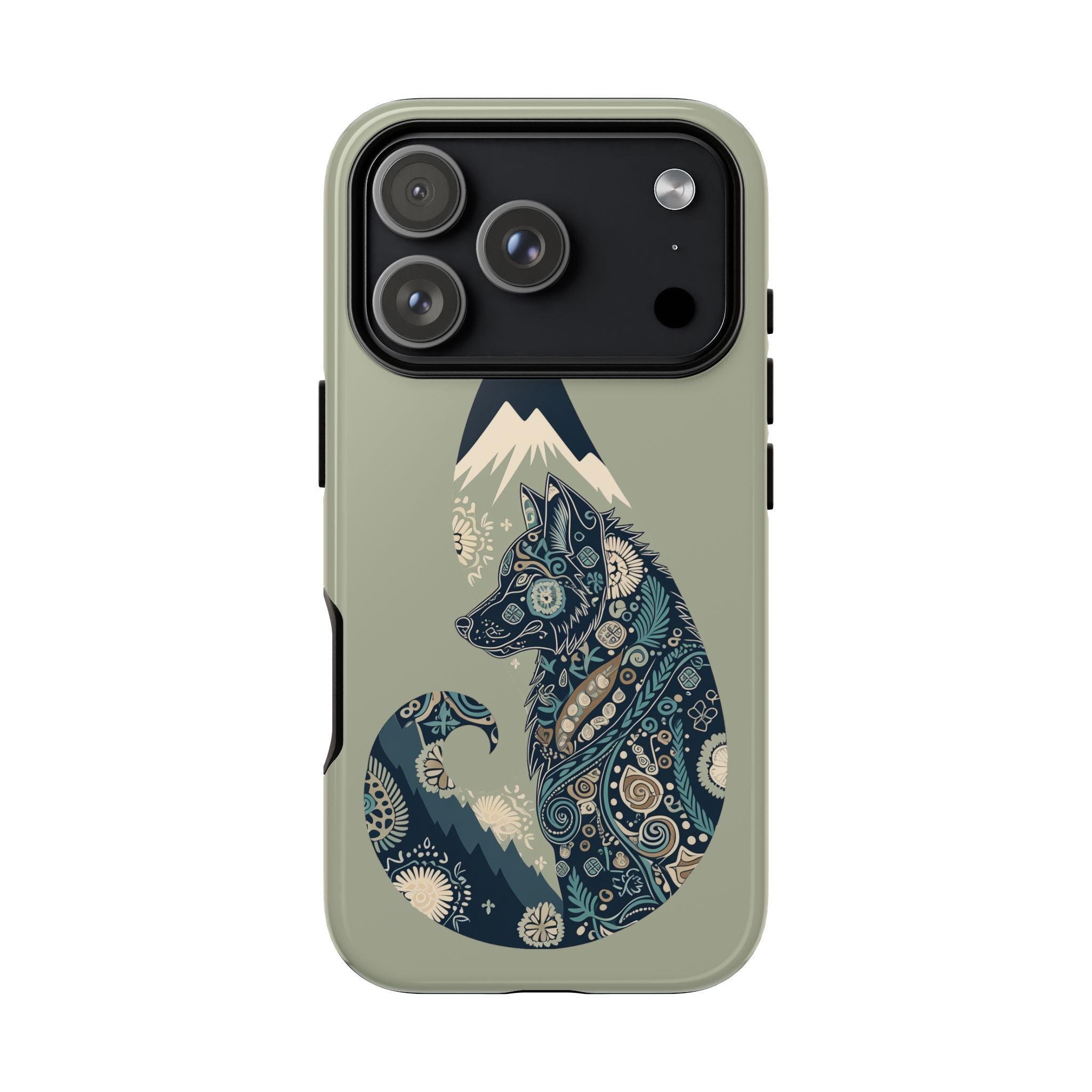 Mountain Wolf Phone Case — Paisley Wolf Silhouette Protective iPhone Cover