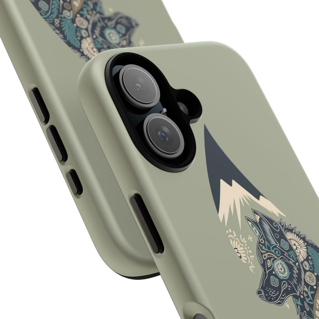 Mountain Wolf Phone Case — Paisley Wolf Silhouette Protective iPhone Cover