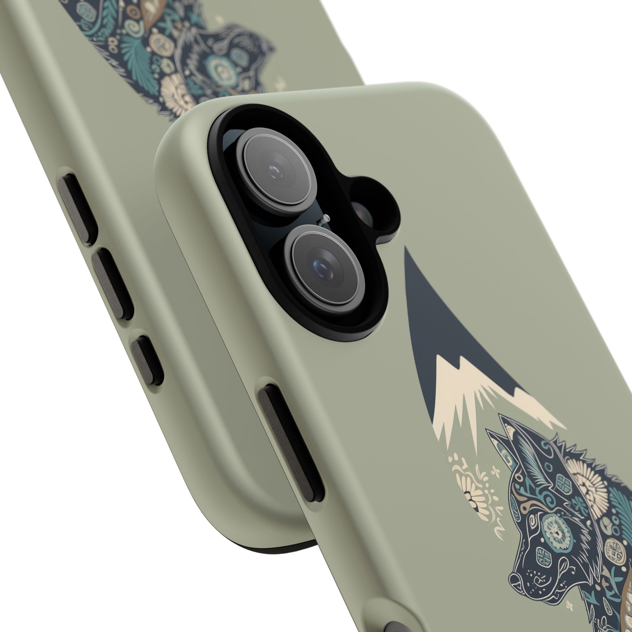 Mountain Wolf Phone Case — Paisley Wolf Silhouette Protective iPhone Cover