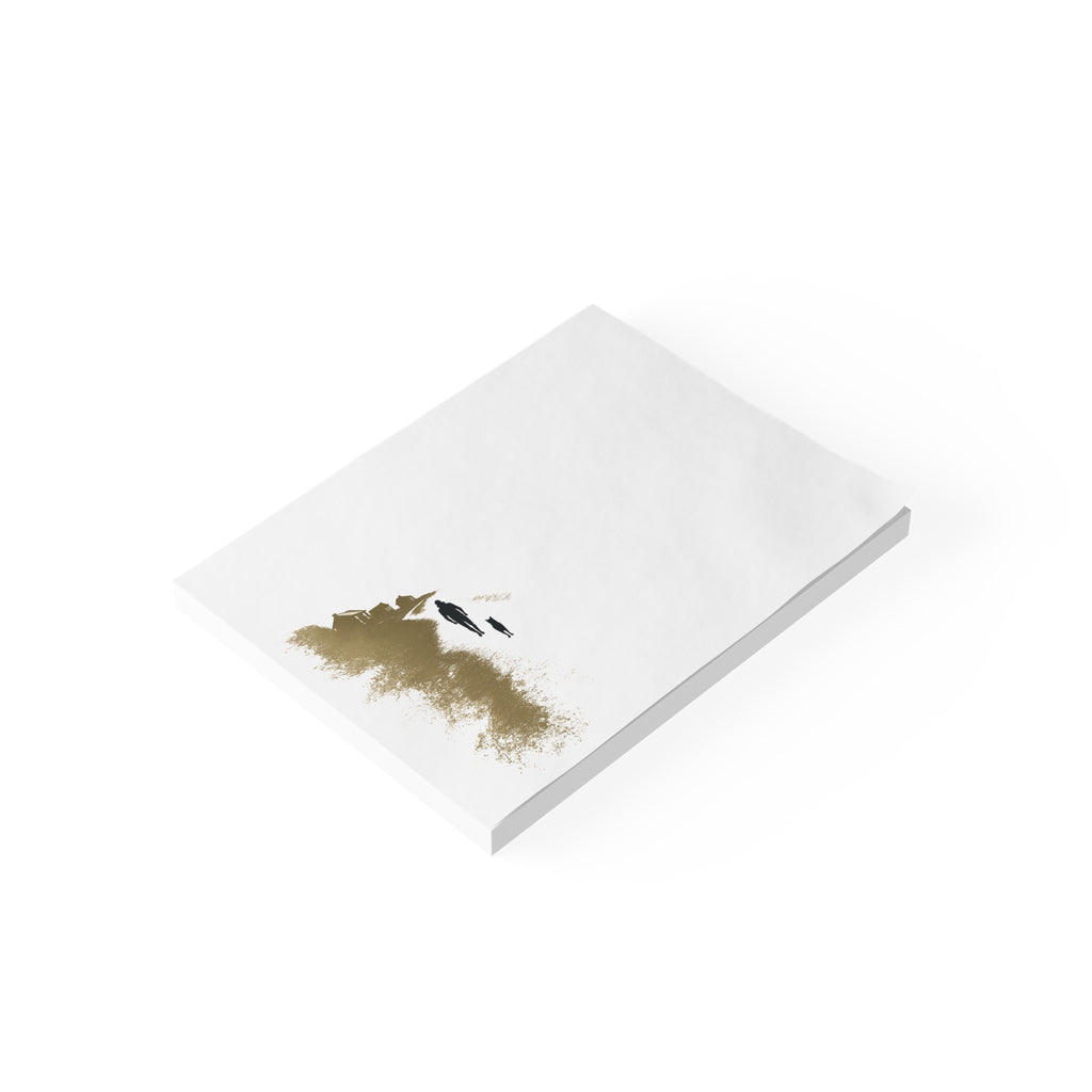 Whiskers Post-it Note Pad — Minimal Coastal Walk Design (Man & Cat)