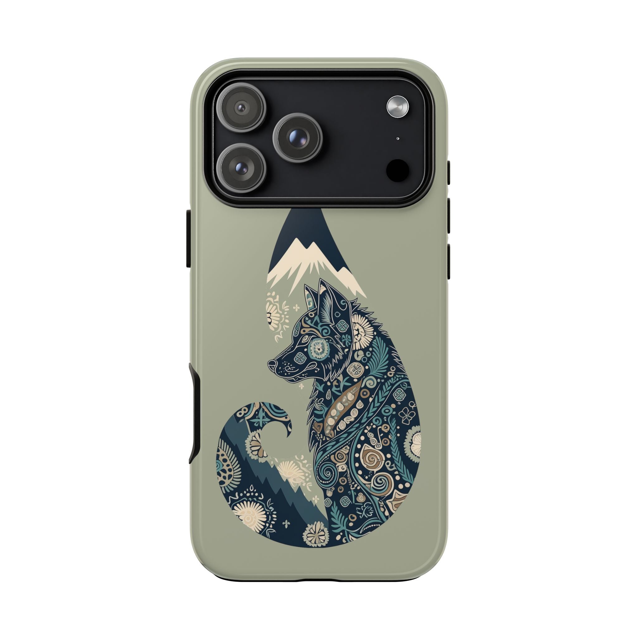 Mountain Wolf Phone Case — Paisley Wolf Silhouette Protective iPhone Cover