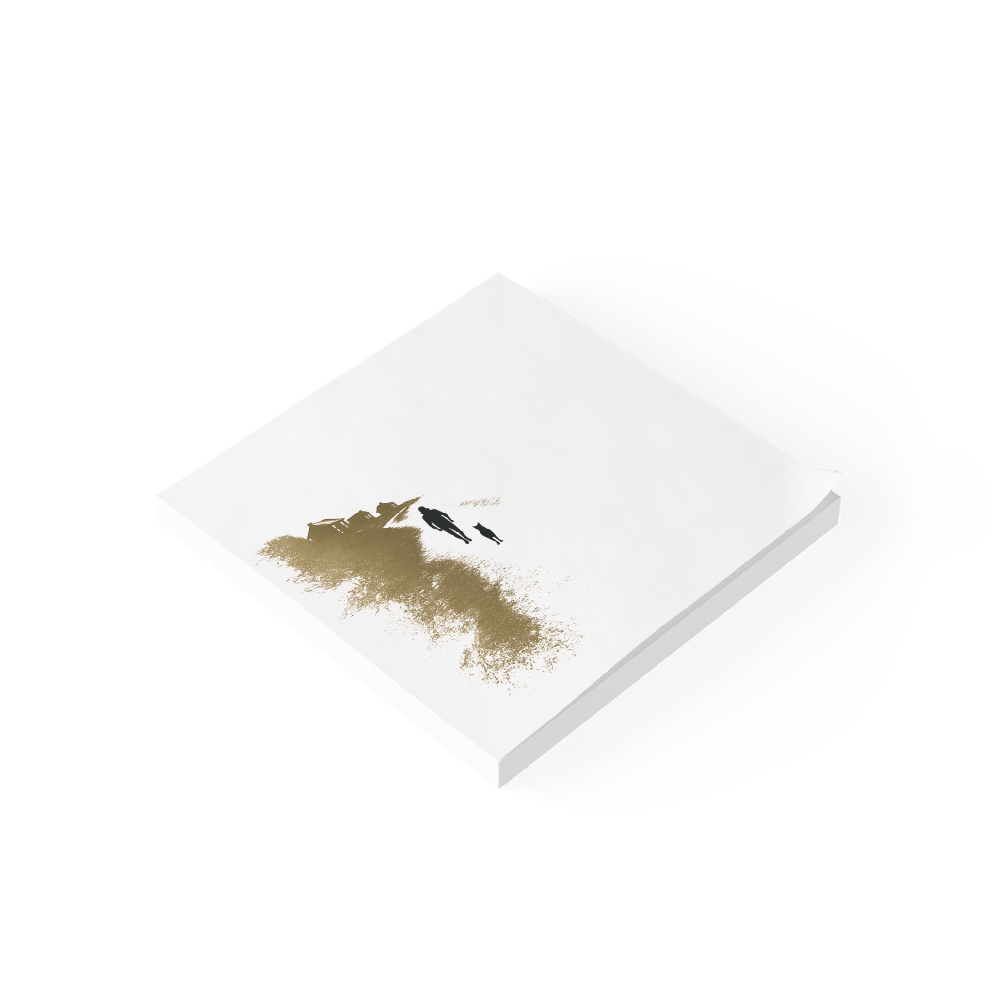 Whiskers Post-it Note Pad — Minimal Coastal Walk Design (Man & Cat)