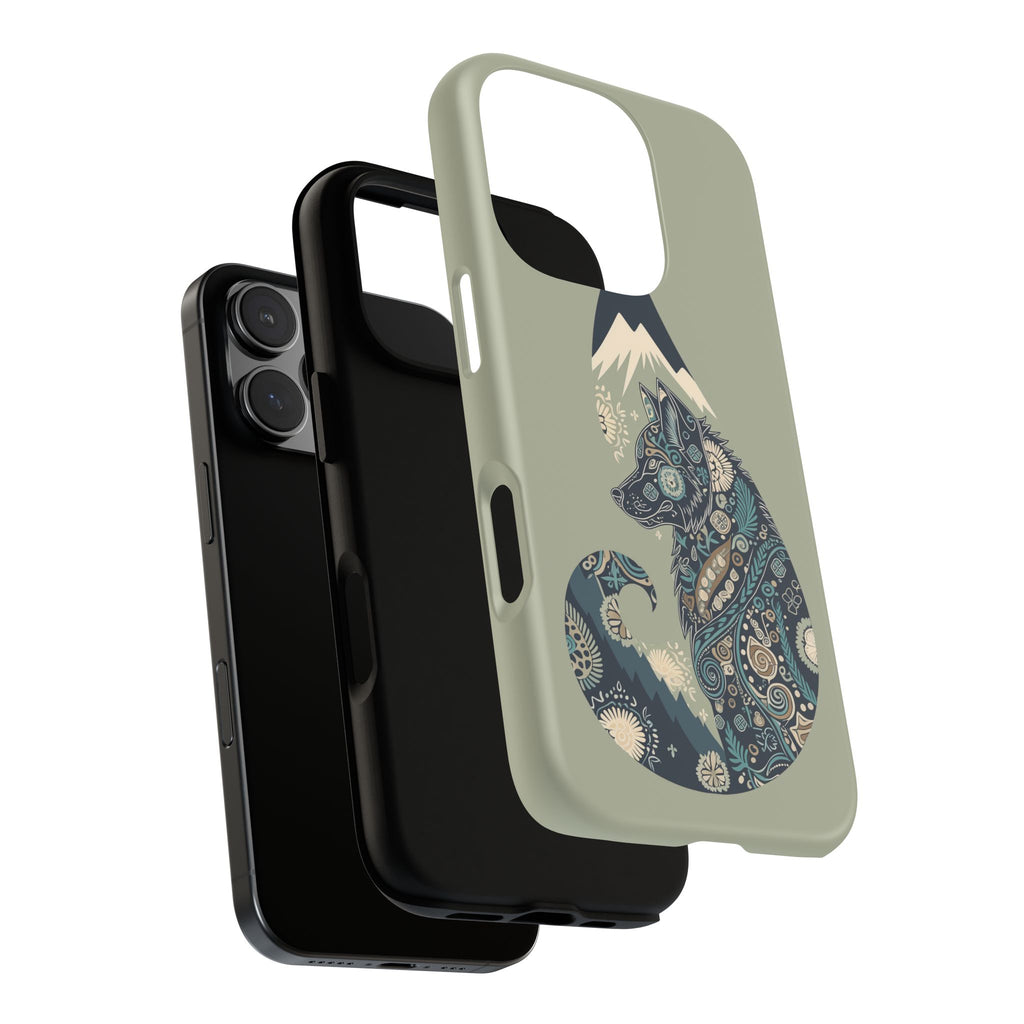 Mountain Wolf Phone Case — Paisley Wolf Silhouette Protective iPhone Cover