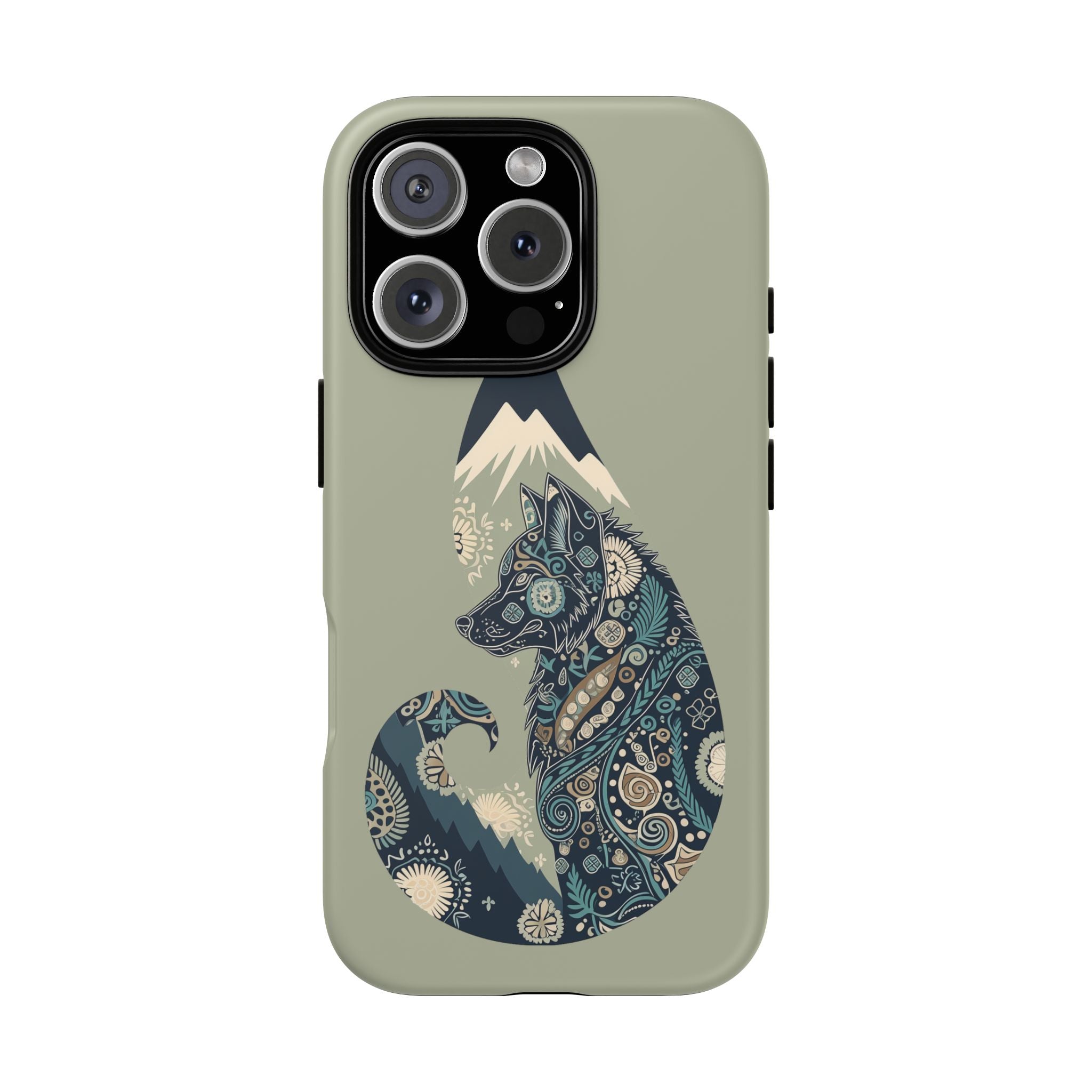 Mountain Wolf Phone Case — Paisley Wolf Silhouette Protective iPhone Cover