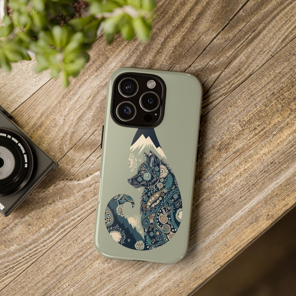 Mountain Wolf Phone Case — Paisley Wolf Silhouette Protective iPhone Cover
